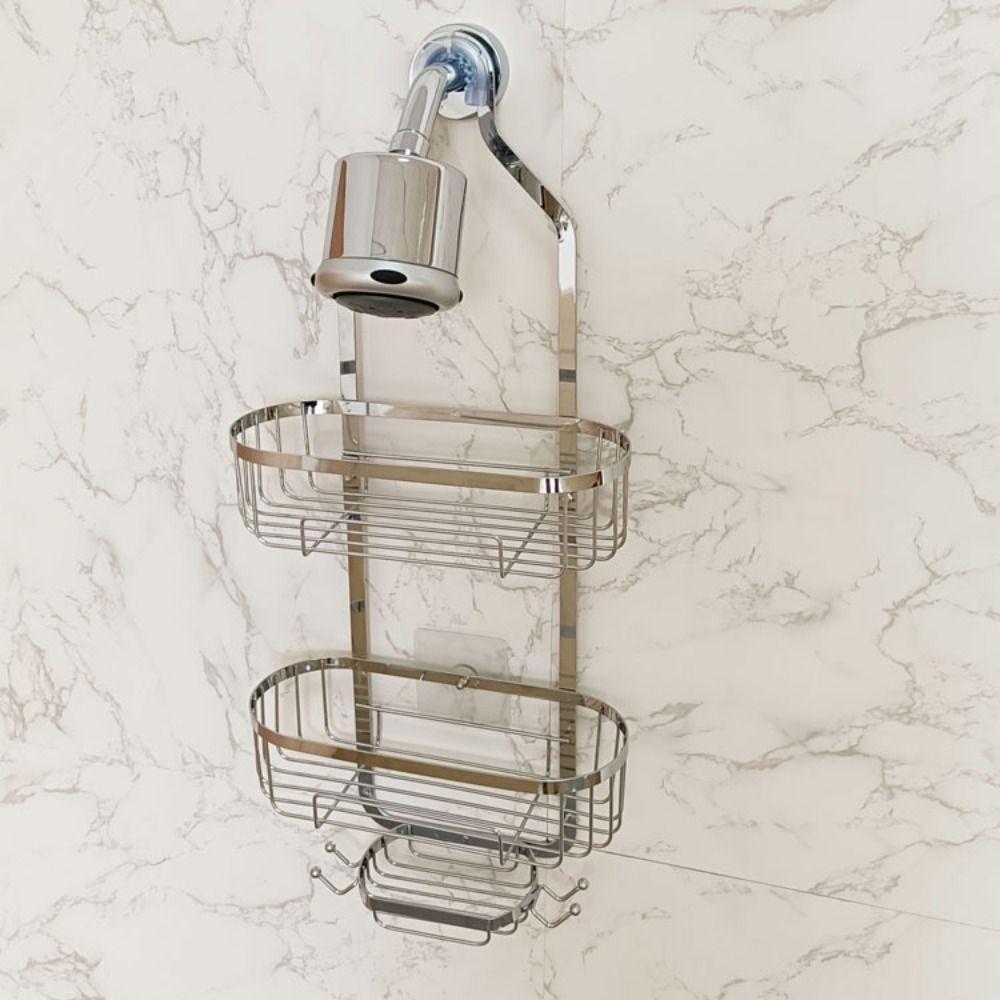 Anti-Swing Over Shower Head Organizer Hooks Soap Holder Waterproof Hanging Shower Basket Dorm