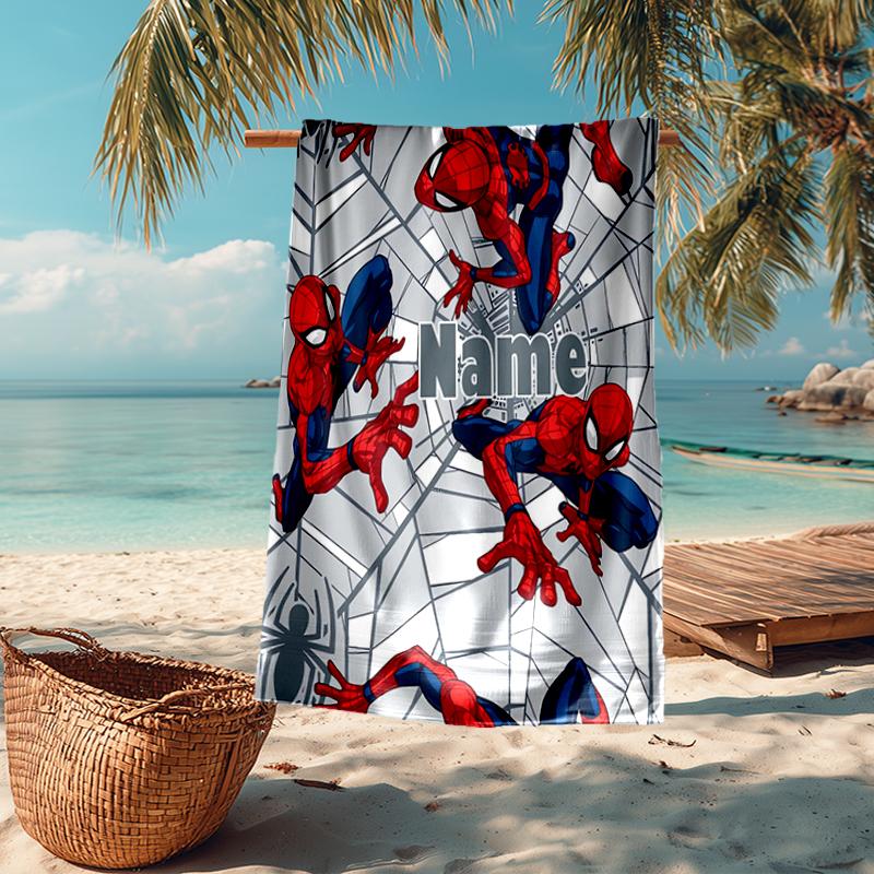 Custom Name Ultra-Soft Beach Towel with Spider Man Theme,Ideal for Pool - Camping, Diving - Perfect Travel Essential, Vibrant Beach Towel.