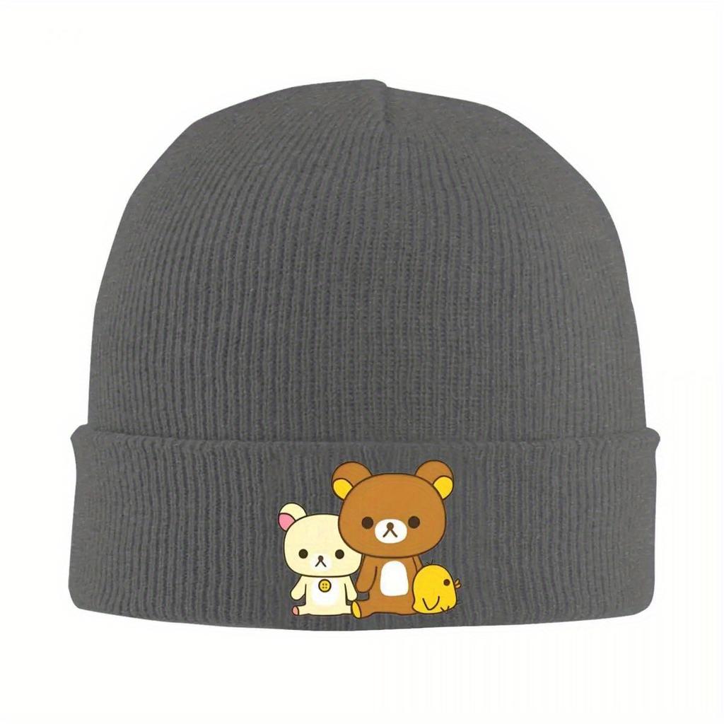 Rilakkuma Bears Knit Hat Beanie Autumn Winter Hat Warm Casual Kawaii Bears Cute Animals Cap for Unisex Women