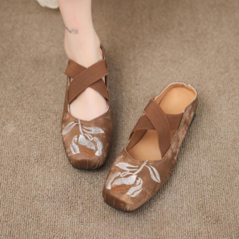 Buty Mary Jane Damskie 2026 Nowe Wiosenne Retro Kwadratowy Nosek Styl Baleriny Pojedyncze Buty Elegancki Temperament Zewnętrzne Wsuwane Pantofle