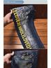 Men's Slim-Fit Embroidered Floral Distressed Jeans with Patches and Elastic Trim.