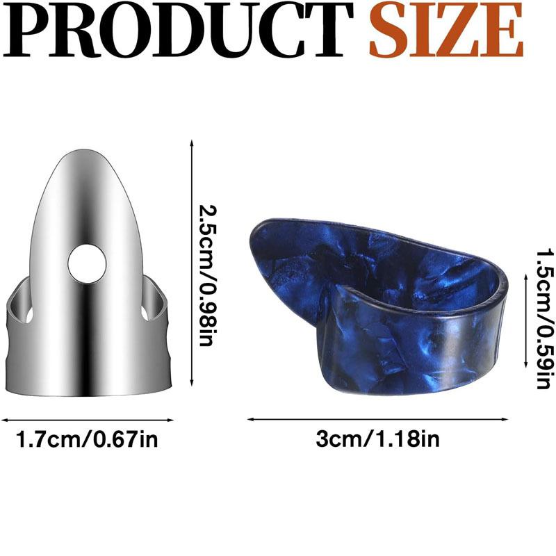 6-Piece Banjo Plectrum Set Stainless Steel Guitar Plectrum Plastic Guitar Thumb Plectrum Adjustable Guitar Plectrum