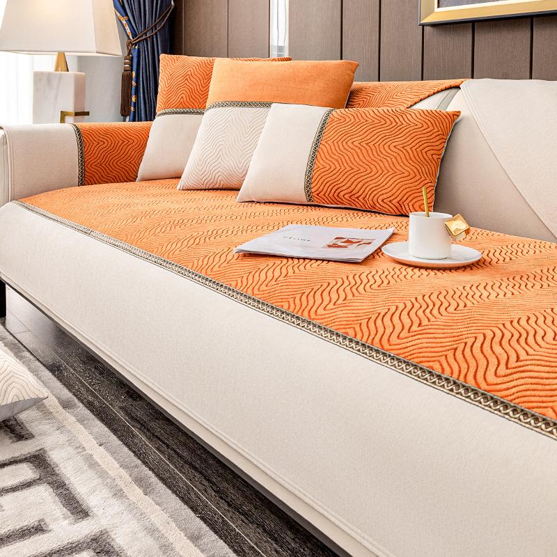 

Sofa Cushion, Light Luxury Chenille, High-End Sense, Universal In All Seasons, Dirt-Resistant And Non-Slip Seat Cushion, All-Inclusive Cover, Anti-Cah 70*70cm оранжевый