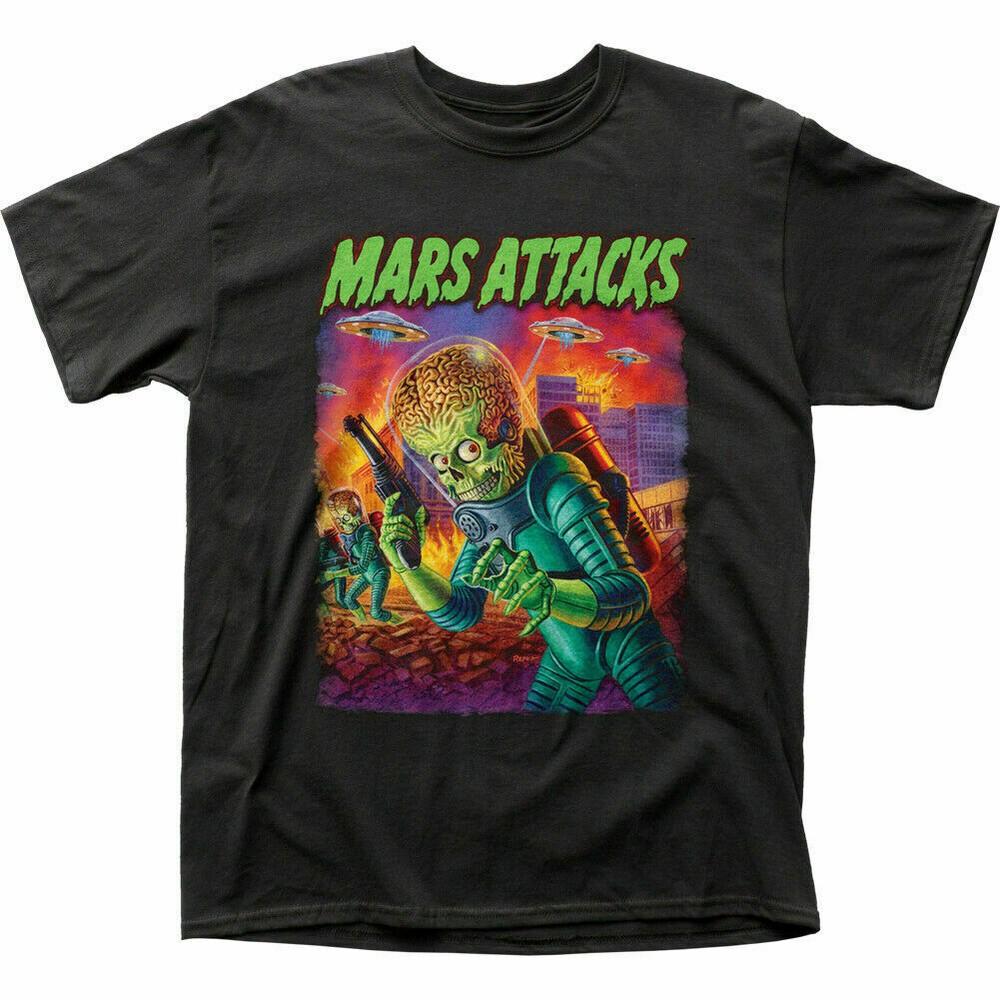Mars Attacks UFOs Attack T Shirt Mens Licensed Movie UFO Aliens Tee New Black Unisex T-Shirt M