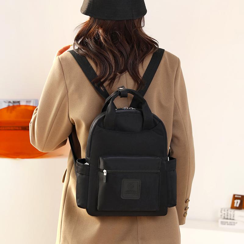 Nylonowa torba Damski plecak Plecak o dużej pojemności w jednolitym kolorze