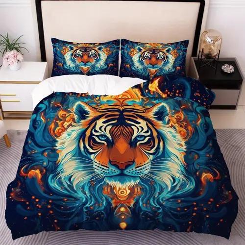 Carton Tiger Soft Duvet Cover Carton Tiger Background Theme Soft Duvet Cover Suitable for Children Kids Plus Adult Peoples Soft Plus Breathable
