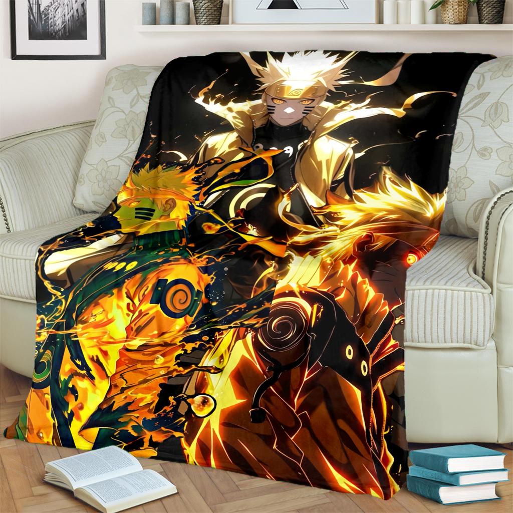 Anime-Naruto Print Blanket Warm Comfortable Flannel Blanket for Bedrooms, Sofas, Beds, Chairs, Picnics, Travel -LXR79