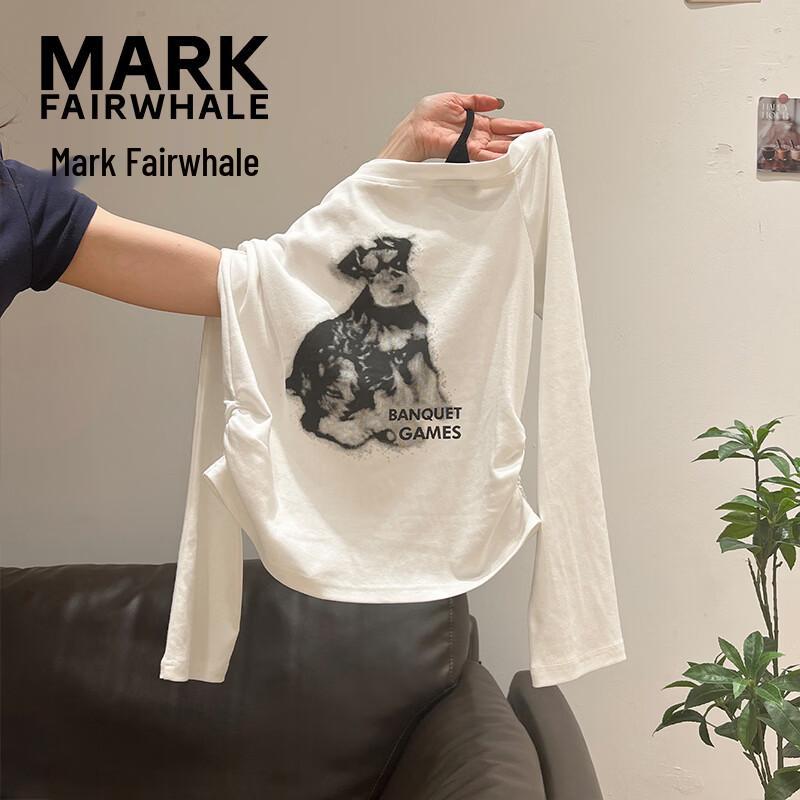 MARK FAIRWHALE Women's Asymmetric Off-Shoulder Long Sleeve T-Shirt