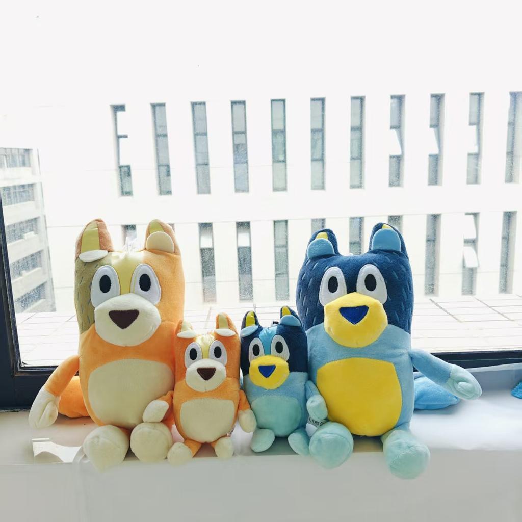 1-4Pcs Hot Blueyed Dog Bingo Family 15-28Cm Plush Toy Cartoon Dog Soft Stuffed Animals Dolls Birthday Gifts Family Blue