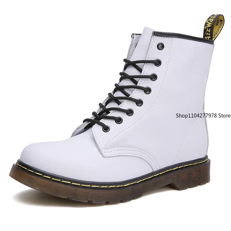 Fashion Genuine Leather Men Classic Six Hole Boots Fashion British Style Riding Short Ankle Boots Outdoor Boots Size 35-48 Women's Boot
