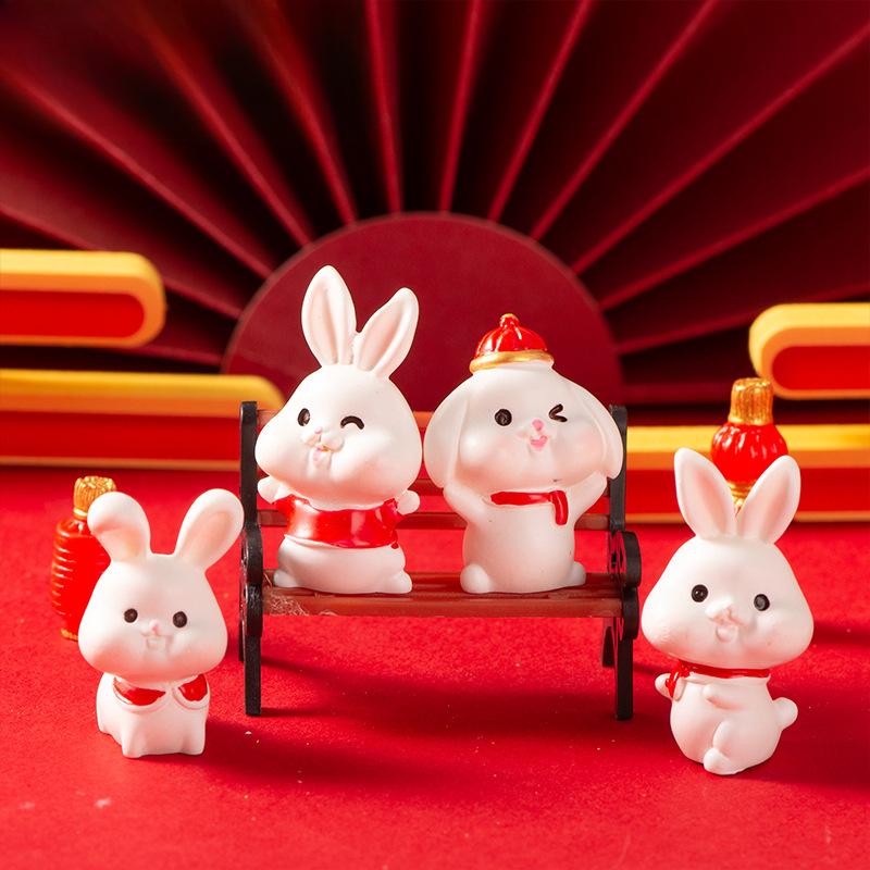 Micro Landscape Decoration Cute Cartoon New Year Rabbit Gift Rabbit Resin Decoration