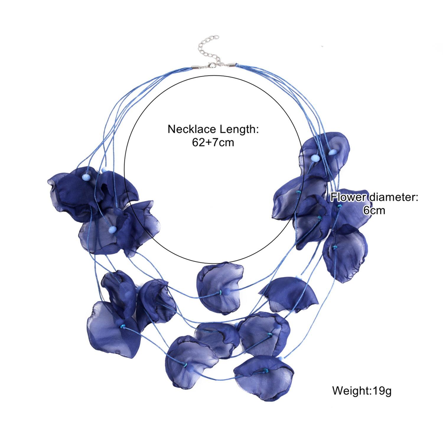 

Ожерелье для женщин Ювелирные изделия Многослойные ожерелья Летний морской стиль Отдых Тканевые цветы Кусочки кристаллов и бисера Цветочное ожерелье Элегантное ожерелье