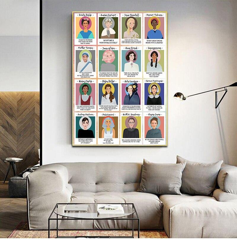 Great Mighty Women in History Poster and Print Wall Art Canvas Painting Nordic Posters and Prints Wall Pictures for Living Room No Frame