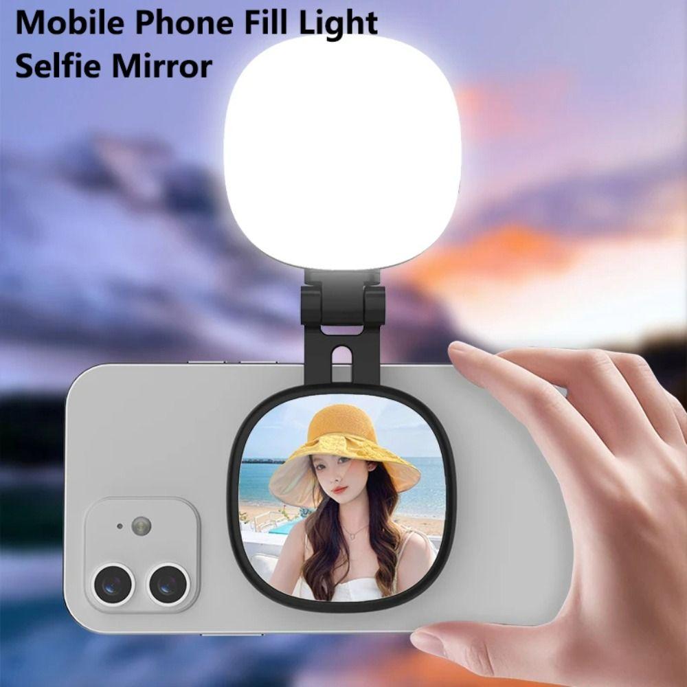 Magnetic Mobile Phone Selfie Mirror Multi-functional Adjustable Selfie Fill Light Foldable Dual-colour Mobile Phone Fill Light
