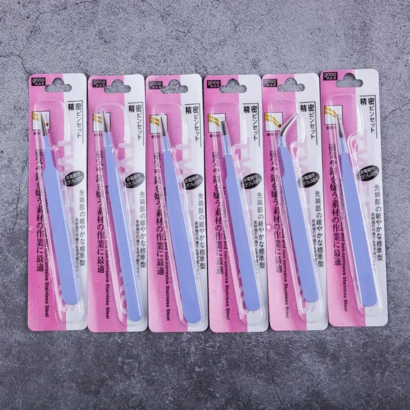 6 Pcs Anti-Static Stainless Steel Tweezers Electronics Tweezers Kit for Jewelry Crafts Electronics Picking Tools