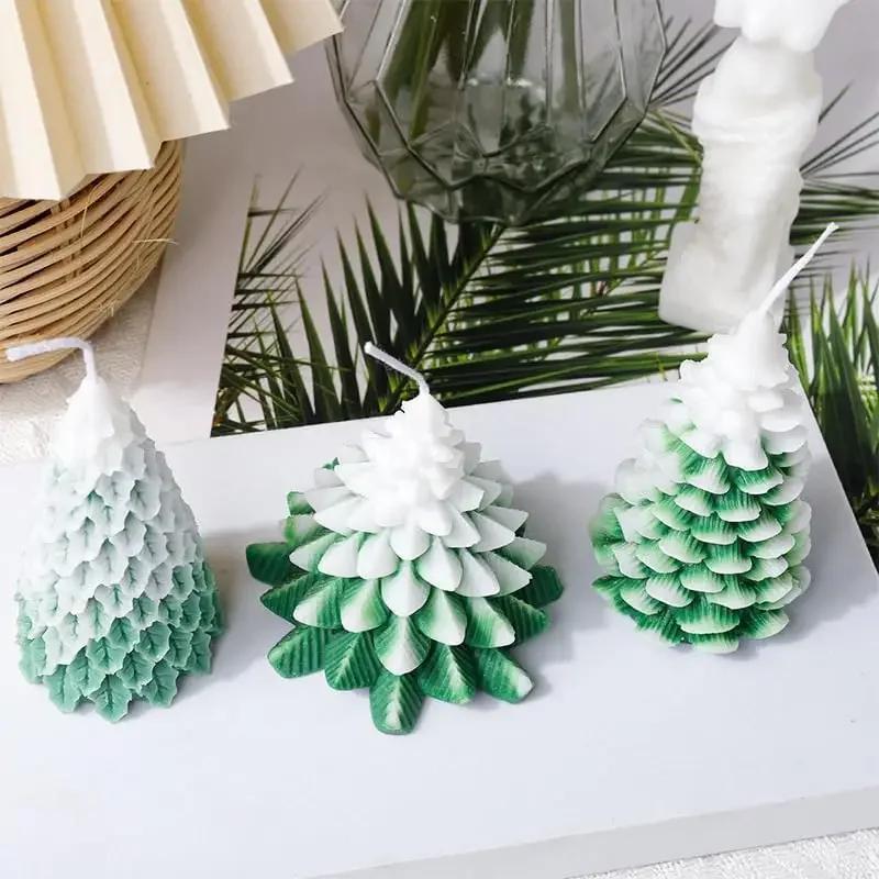 Moule 3D en Silicone pour arbre de noël, époxy irrégulier en forme de feuille de pin de cèdre, pour artisanat en résine, bougie, savon