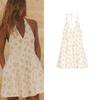 Summer New Women Clothes Sexy Backless Flower Print Poplin Neck Collar Short Dress 4661387