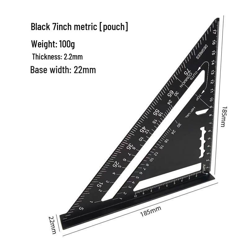 Silver 7-inch Imperial Aluminum Alloy Right Angle Set Square for Woodworking