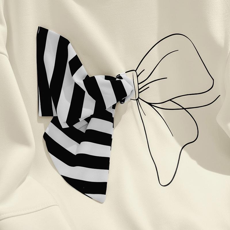 2026 Autumn/Winter European & American Women's Loose Long-Sleeve Retro Bowknot Pullover Hoodie