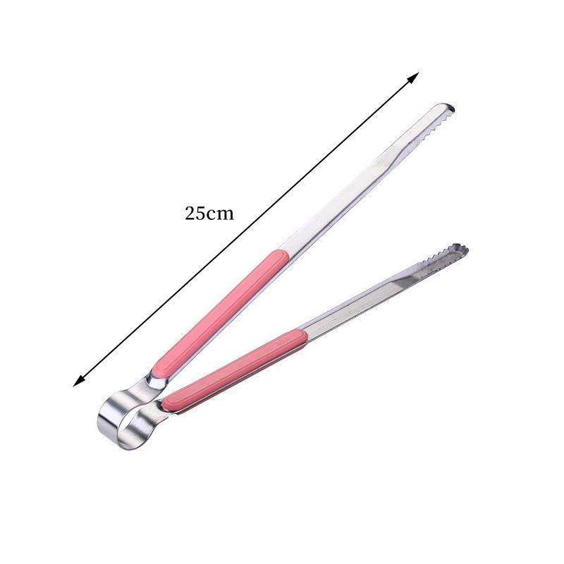 Stainless Steel Food Clip BBQ Steak Bread Salad Picnic Silicone Non-slip Handle Tong Party Portable Kitchen Cooking Baking Tools