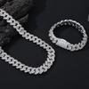 Hip-hop necklace 11mmT square mixed zircon Cuban bracelet tide brand personalized hiphop hip-hop jewelry accessories