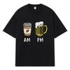 2026 Coffee And Beer Pattern Printed Graphic Streetwear Y2k Harajuku Clothes 100% Cotton T Shirt Casual Oversized Summer Men T-shirt