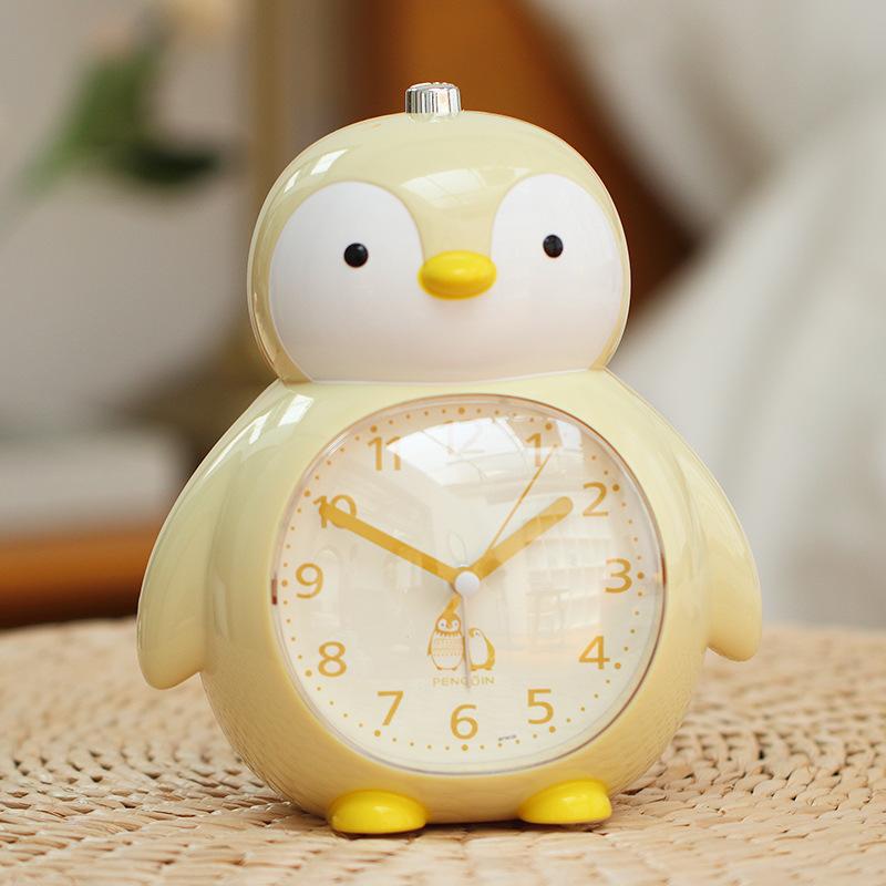 Будильник с изображением пингвина, детский будильник без тиканья, будильник из АБС-пластика с защитой от падений и ночником, для детской спальни
