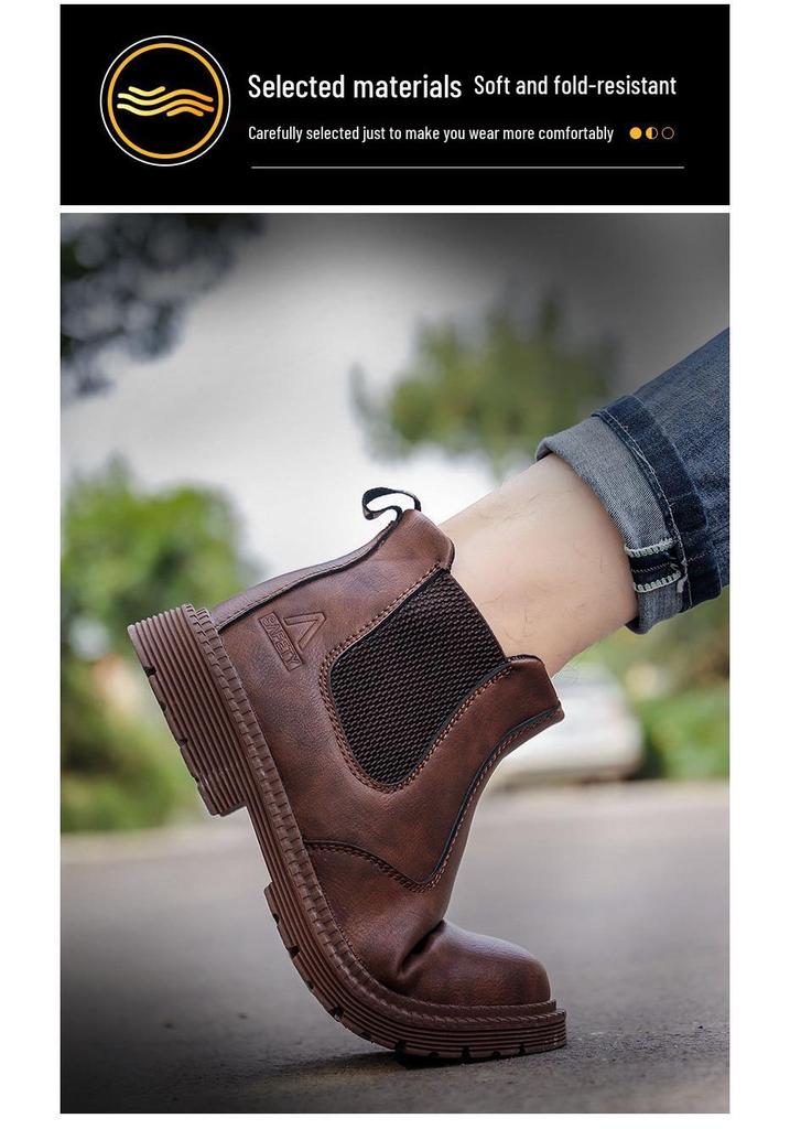 Men's Steel Toe Slip-On Safety Shoes - Anti-Smash, Anti-Puncture, Wear-Resistant, Convenient, Fashionable, Quick Release