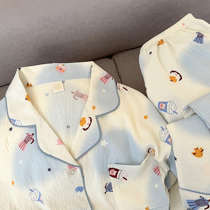 Frühling Niedlich Süß Damen Nachtwäsche Harajuku Stil Pyjamas für Damen Einfaches Lässiges Mode Pyjama Set