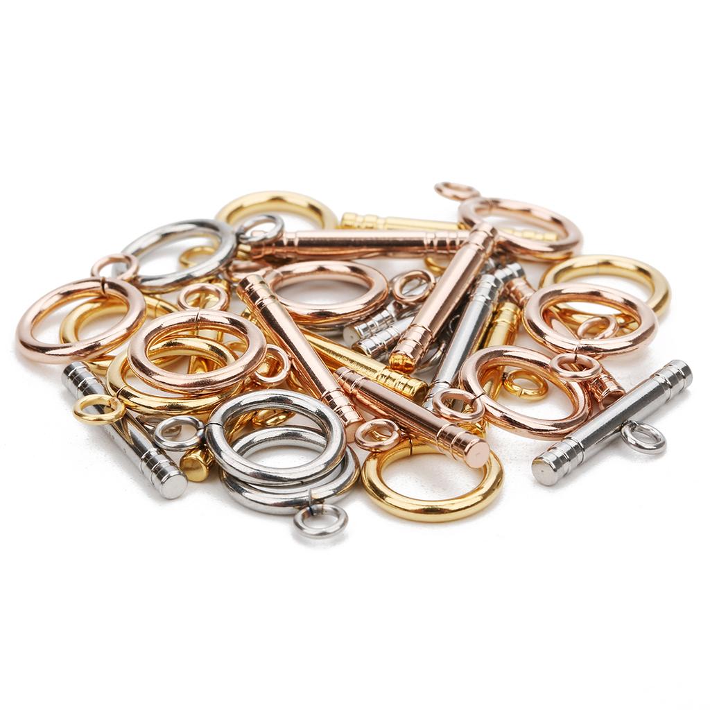 4 Sets Stainless Steel OT Clasps Buckle Round Toggle Clasp Loop Connectors for Jewelry Making DIY Bracelet Necklace Accessories