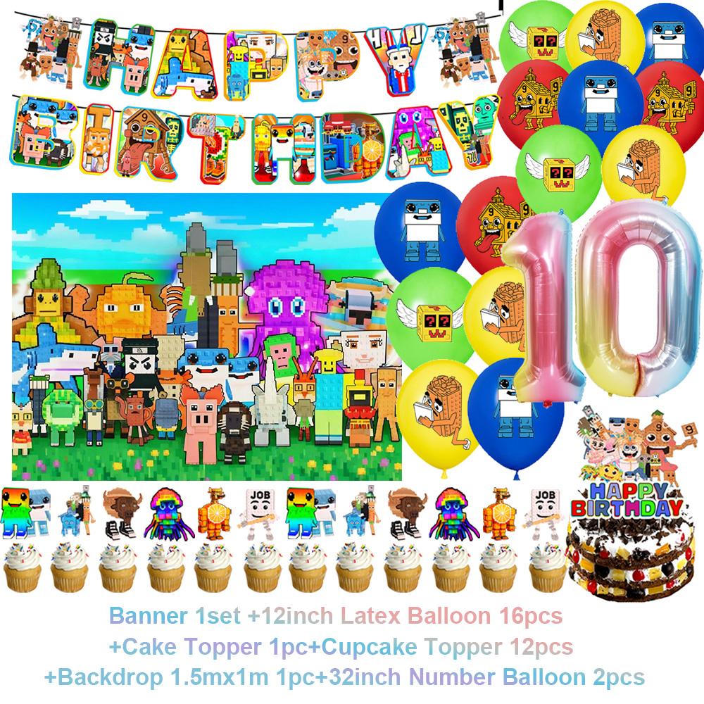 Steal N Catch The Brainrot Birthday Party Decorations Number Balloon Cake Topper Popular Game Background Party Supplies Kid Gift