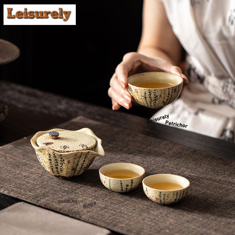 Blue And White Firestone Red Tea Set Complete Set Luxury Tea Ceremony Set Tea Soaking Teapot And Tea Cup Set Tea Services Craft