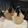 Yogodlns Straw Tote Bag Large Capacity Straw Bag For Women Woven Fashion Handmade Boho Shoulder Bag High-end Seaside Vacation Beach Bag