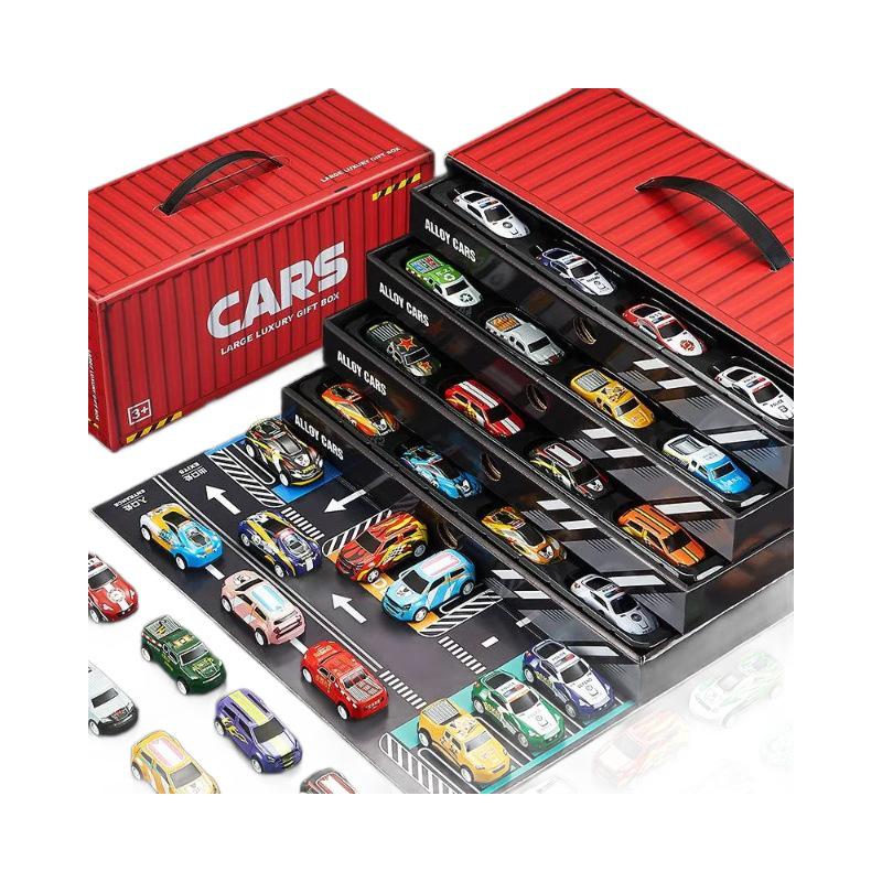 48-Piece Alloy Racing Toy Car Set with Storage Box - Perfect for Boys' Birthdays