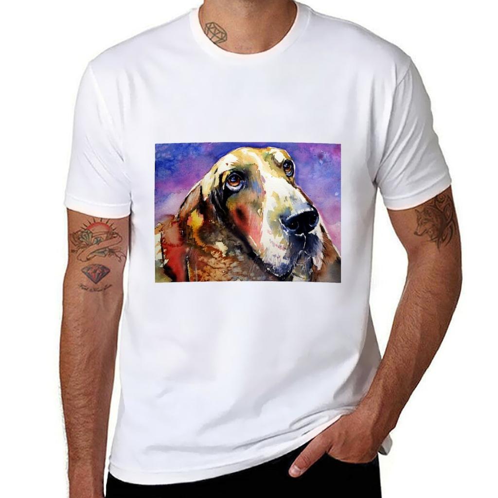 Cute Basset Hound Cd TShirt Soft Basic Cotton Short Sleeve Tee