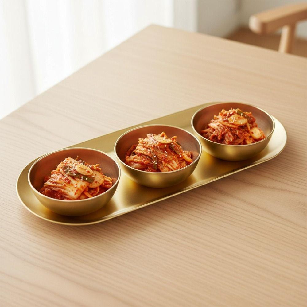 Korean Style Seasoning Dish 304 Stainless Steel Dipping Plate Durable Kimchi Plate Restaurant