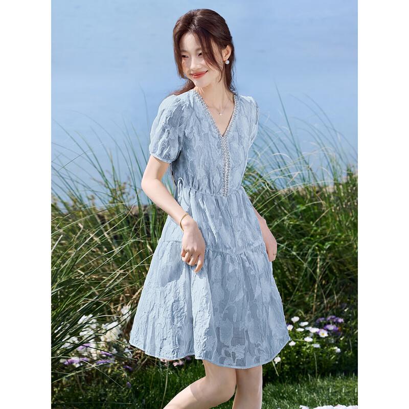 French Chic Drawstring V-Neck A-Line Summer Dress
