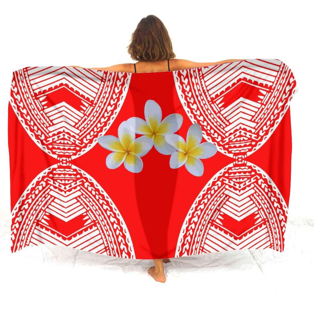 Bikini Coat Anti-Slip Sarong Hawaiian Vintage Pattern Custom Floral Print Polynesian Sarong Summer Beach Soft Shawl