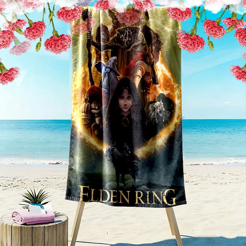Elegant Elden theme 2D Flat Print Beach Towel, Large Soft Quick Dry Towel for Beach Camping SwimmingXSTJ0915568