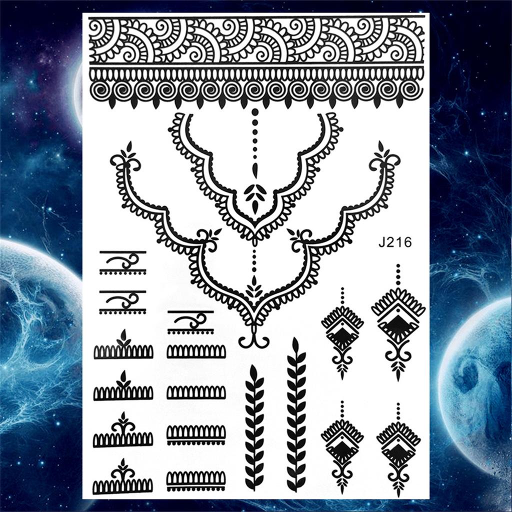 YURAN Women Girl Big Arm Owl Fake Tattoo Temporary Henna India Tatoo Stickers Custom Mandala Flower Black Turtle Tattoos Lace