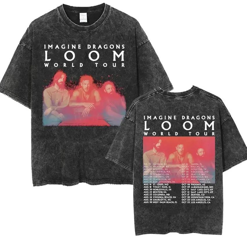 Imagine Dragons Band Loom Tour New Album T Shirts Men Women Fashion Hip Hop Style Retro Washed T-shirt Loose Short Sleeve