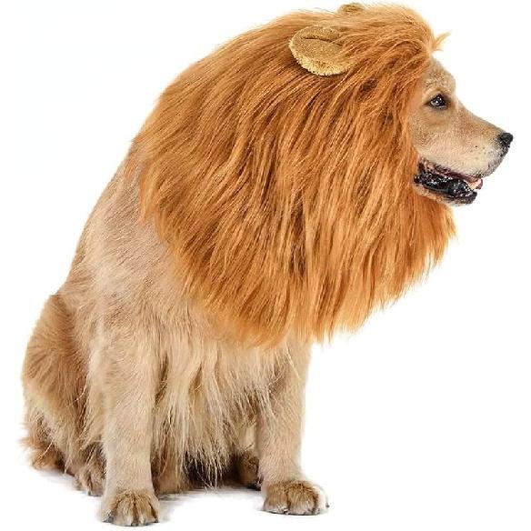 Lion Mane for Dog Costumes Realistic Funny Lion Wig for Medium Large Sized Dogs Halloween Pet Costume (Large, Light Brown) Large