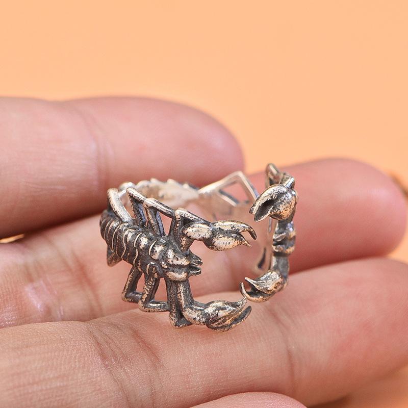 

Buyee 925 Sterling Silver Male Big Ring Finger Cute Scorpion Open Ring for Woman Man Fashion Animal Punk Fine Jewelry Circle resizable