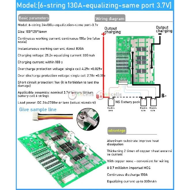 6S 7S 8S 24V 50A 100A 130A 230A 300A Li-ion Lifepo4 Lithium Battery Protection Board BMS Balance MOS Electrical Tool RV Inverter
