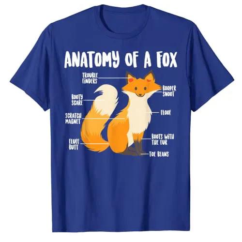 Anatomie eines Fuchses | Niedlich Süßes Raubtier Lustiges Tier Geschenk T-Shirt Humor Fuchs-Liebhaber Grafik T-Shirt Oberteile Kurzarm Blusen Geschenke