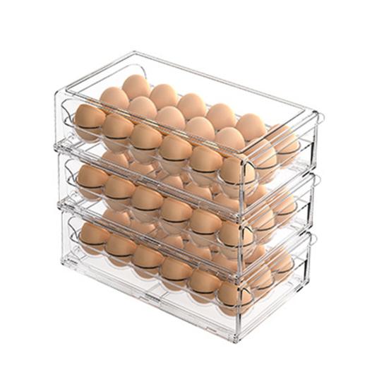 Boîte de Rangement pour Œufs Grande Capacité 36 Œufs Conception à Tiroir à Deux Niveaux Organisateur Transparent pour Réfrigérateur