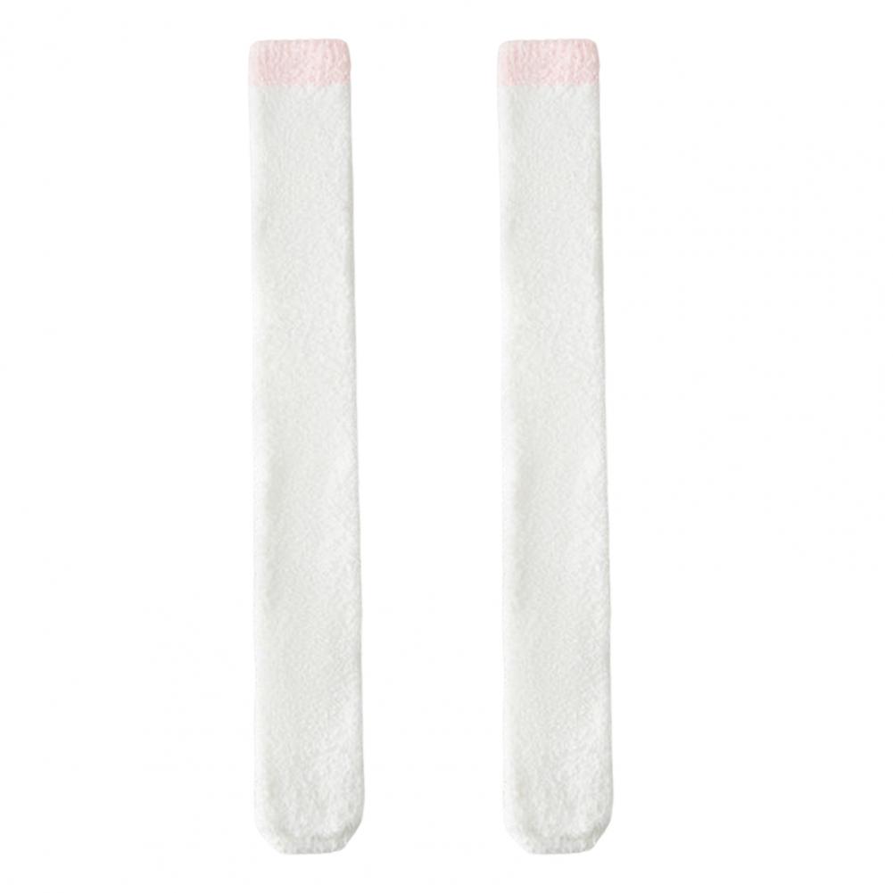 1 Pair Women Coral Fleece Stockings Thigh High Plush Thermal Socks Autumn Winter Long Tube Stockings for Daily Wear