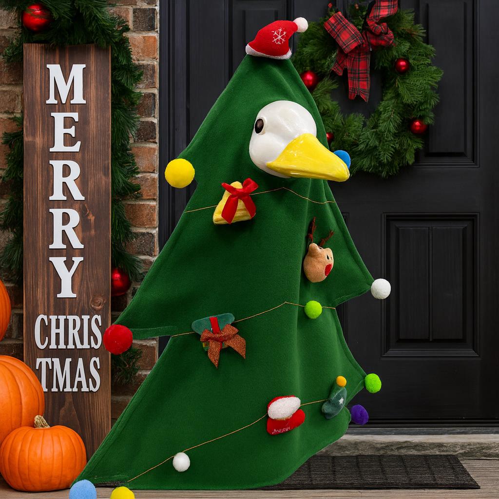 Porch Goose Christmas Tree Outfit - Funny Outdoor Yard Decoration