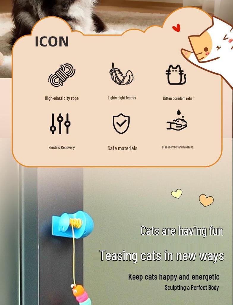 Electric Bite-Resistant Self-Playing Cat & Dog Teasing Toy Egg with Hanging Teaser Stick