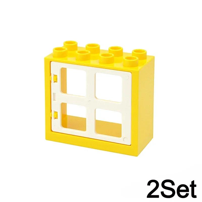 Big Size Building Blocks House Furniture Assemble Wall Fence Roof Door Window Construction Large Bricks Toys Compatible Duploes